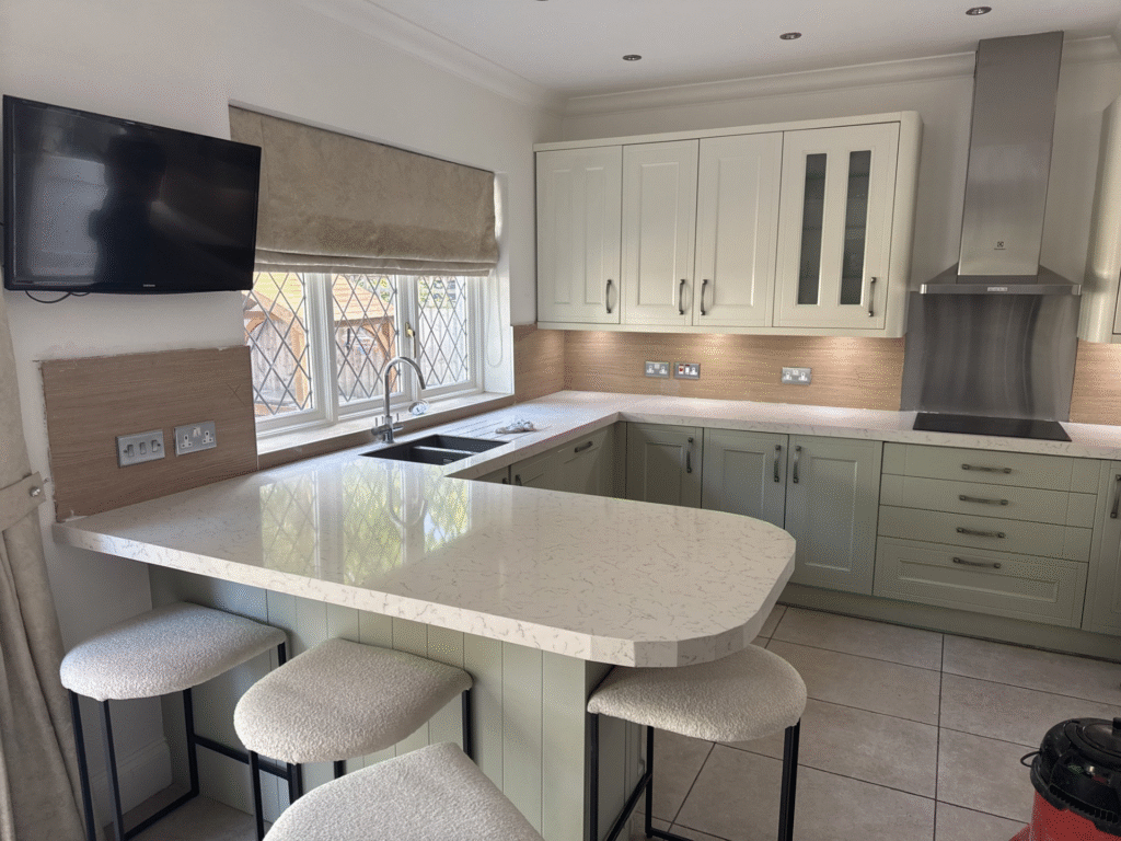 Essex Kitchen Before & After — Carrara Marble Overlay Worktops